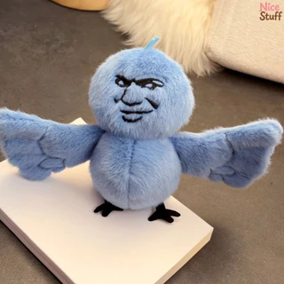 💥คุ้ม💥Blue Bird Plush จี้ตุ๊กตาการ์ตูน พวงกุญแจนกสีฟ้า สามารถบันทึกการพูดคุย ของขวัญตลก15CM