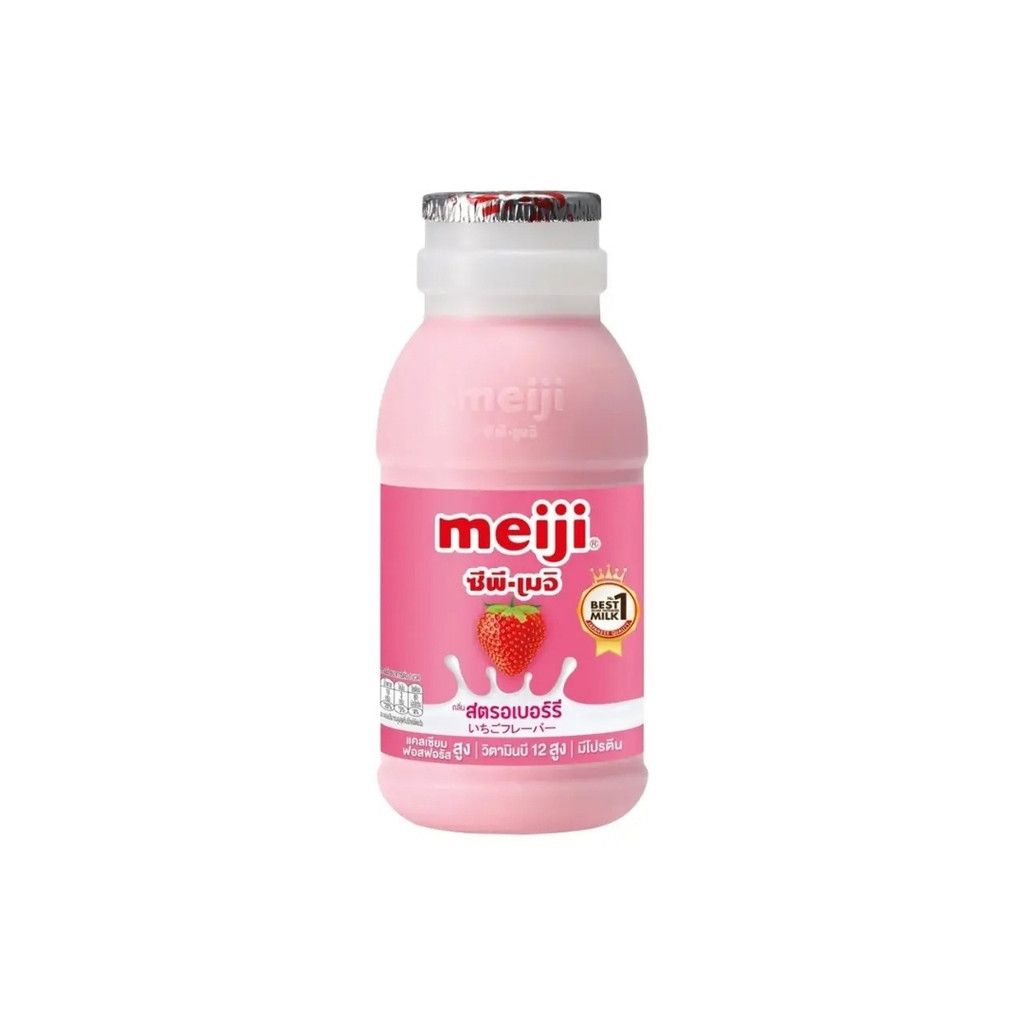 เมจิ นมสดสตรอเบอร์รี่ Meiji Milk Strawberry 200ml.