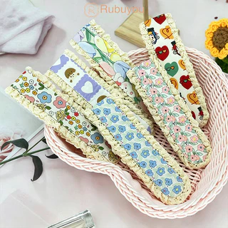 Rubuyou ﻿ แถบคาดศีรษะแฟชั่นเกาหลีสำหรับเด็กสาว ลายดอกไม้แบบถัก Velcro ยางรัดผมสำหรับสร้างสไตล์น่ารัก พร้อมส่งในไทย-COD💕