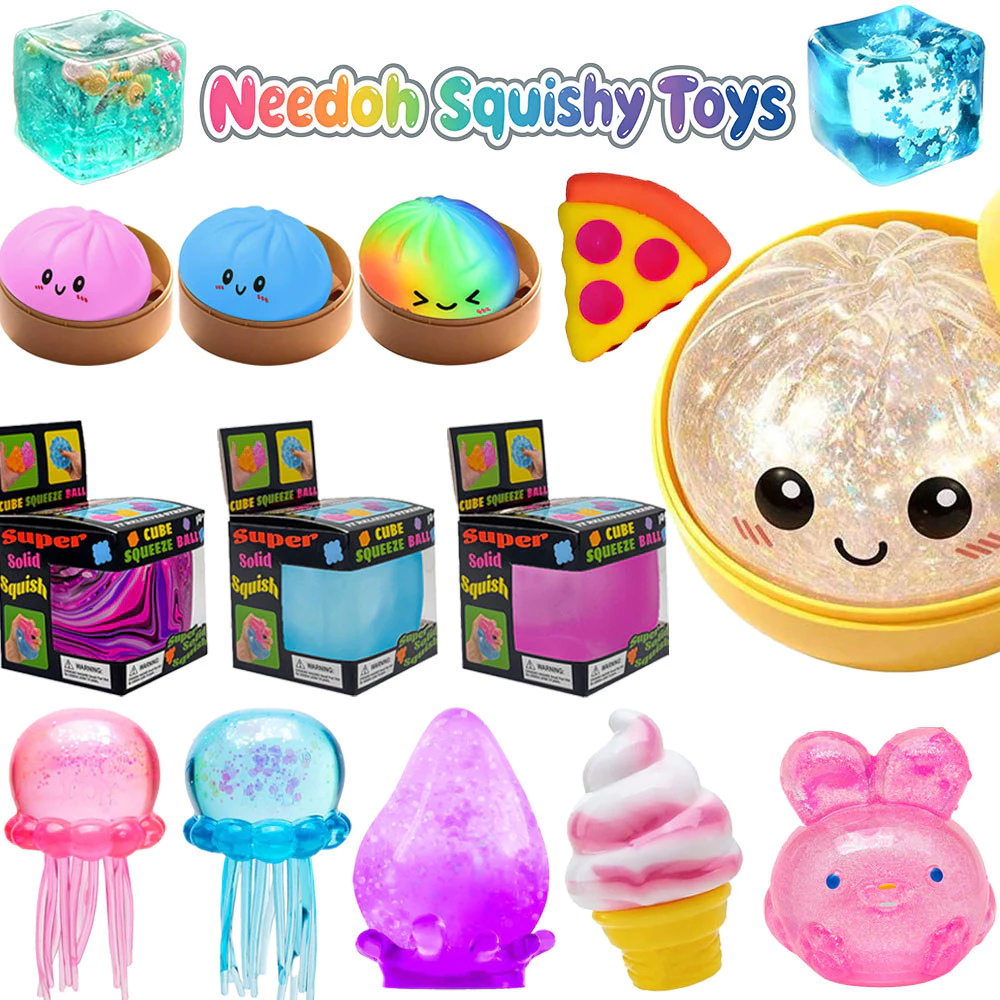 ความเครียดบรรเทา Needoh Squishy ของเล่นลูกบอลบีบยืดได้ Anti-Anxiety Sensory ของเล่นสําหรับเด็กผู้ใหญ่