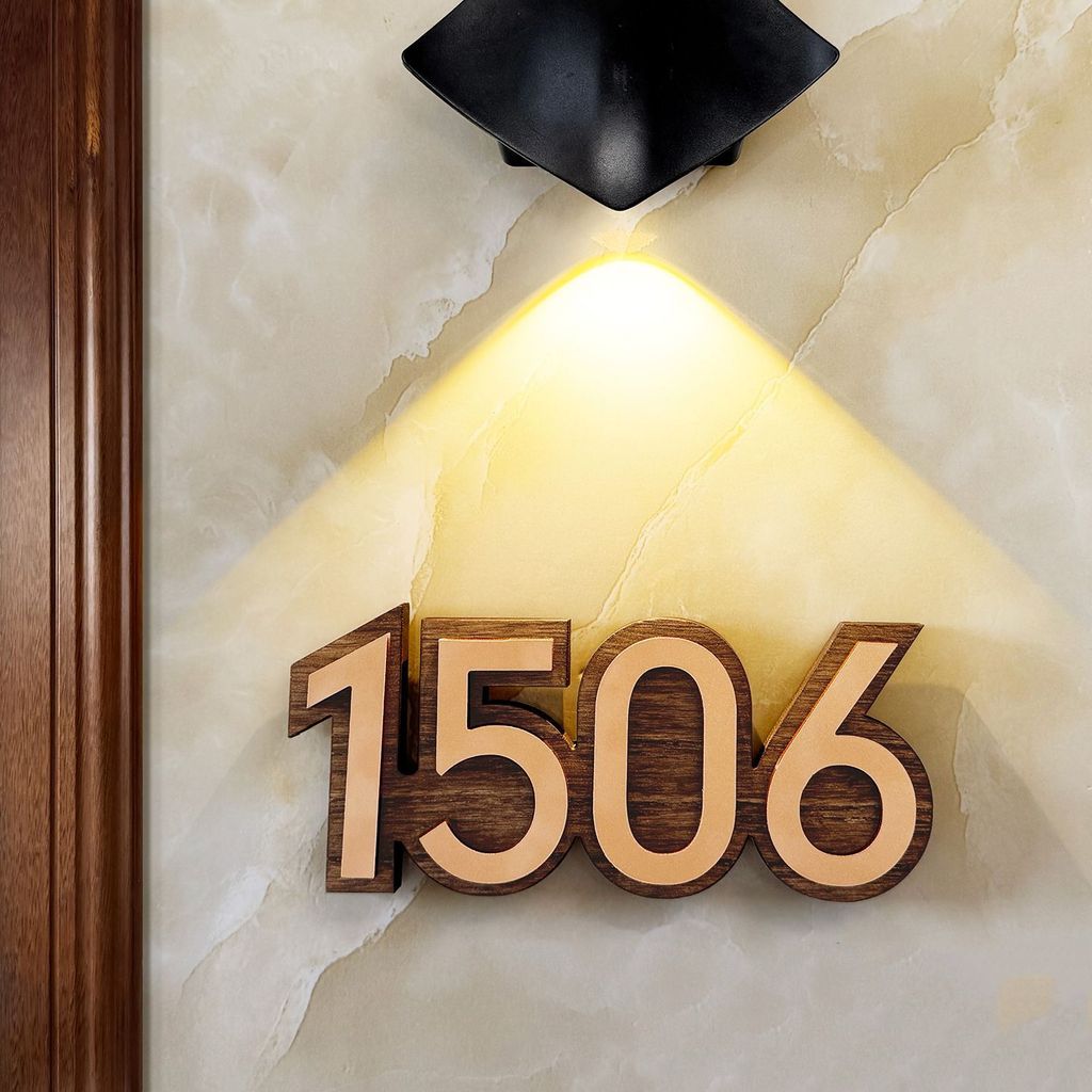 Nombor Rumah House Number Plate Custom No Plat Alamat Rumah Asslamualaikum Khat Kufi 3D Gold No Plat