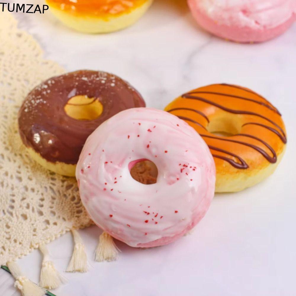 TUMZAP Doughnut ขนมปังบีบของเล่น, ช้า Rebound มือผ่อนคลายจําลองขนมปังบีบของเล่น, เด็กอาหารรูปร่าง PU Pinch Sensory Fidget ของเล่นเด็กผู้ใหญ่