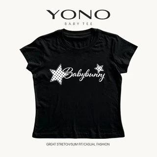 (พร้อมส่ง24ชม.) baby tee สีน้ำตาล ลายดาวลายจุดกับตัวอักษร ฟีลวินเทจหวานเท่ ทรงเข้ารูป ใส่ชิคแมตช์ง่าย