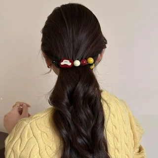 ใหม่ลูกสุนัขสีแดงสุนัขกล้วยขนาดใหญ่คลิปสําหรับผมหนาผมหางม้าสูงเครื่องมือจัดแต่งทรงผม ติด ปิ่นปัก หวี