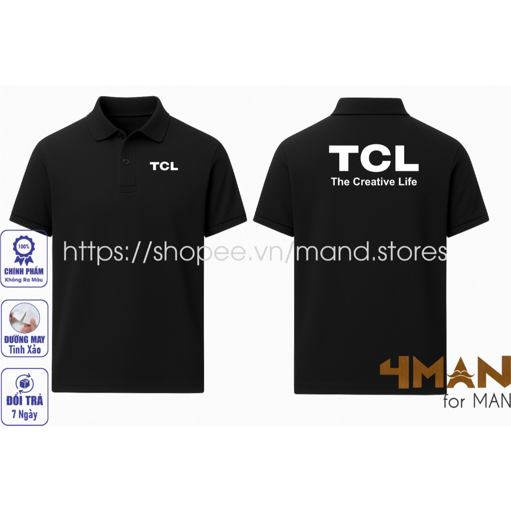🌵🍮 TCL Electronics Polo T-shirt - ผ้ายืดหยุ่น CVC Crocodile หนา เนียน เย็นสบาย - สี ทนทาน - ต่อต้านริ้วรอย - 4Man Store