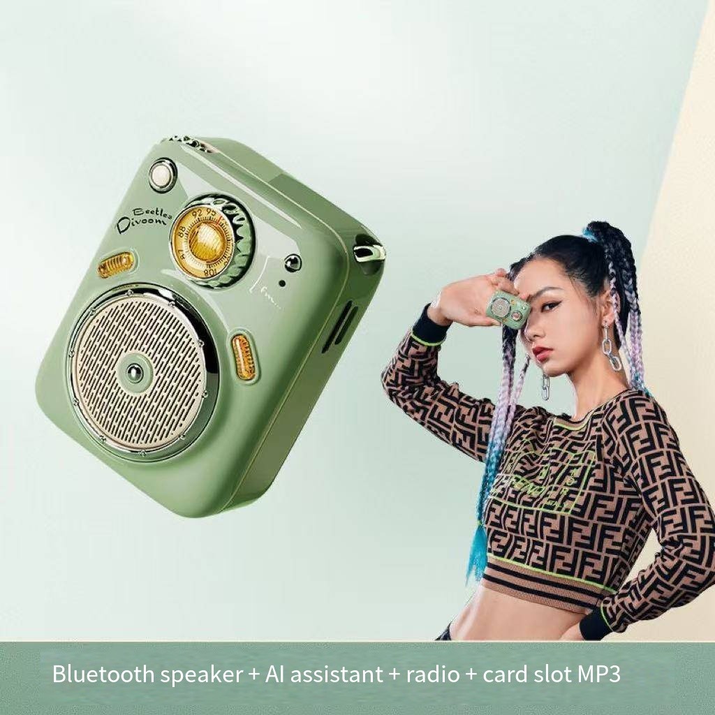 Divoom B-Beetles ลําโพงวิทยุ Bluetooth Wireless Mini ลําโพงขนาดเล็กแบบพกพาขนาดเล็กสําหรับเด็กผู้หญิง
