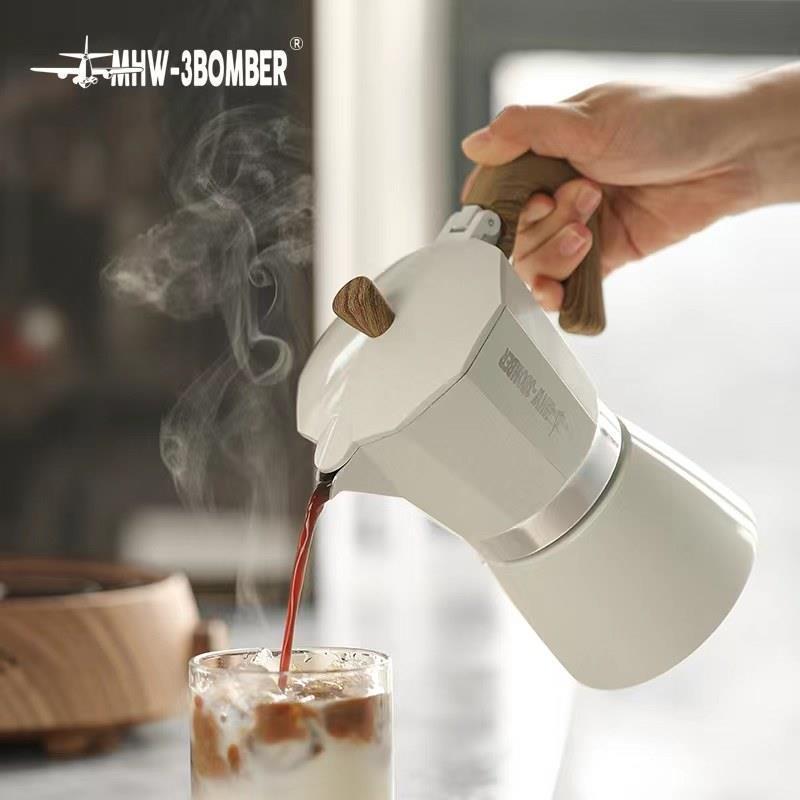 MHW-3BOMBER Bomber Moka Pot Espresso Pot ชงกาแฟในครัวเรือนเครื่องใช้ไฟฟ้ากลางแจ้ง