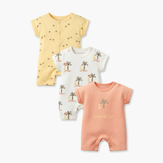 Babyshop Pack Of 3 Juniors Round Neck Short Sleeves Romper With Snap Button Closure