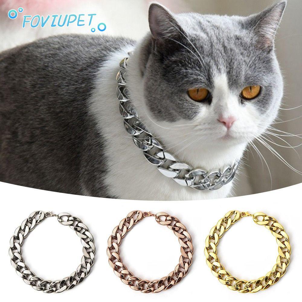 FOVIUPET โซ่ปลอกคอสุนัข,แมวสุนัขสร้อยคอทองโซ่ปลอกคอสัตว์เลี้ยงสร้อยคอ,แฟชั่นปรับสัตว์เลี้ยงเครื่องประดับอุปกรณ์แมวสุนัข