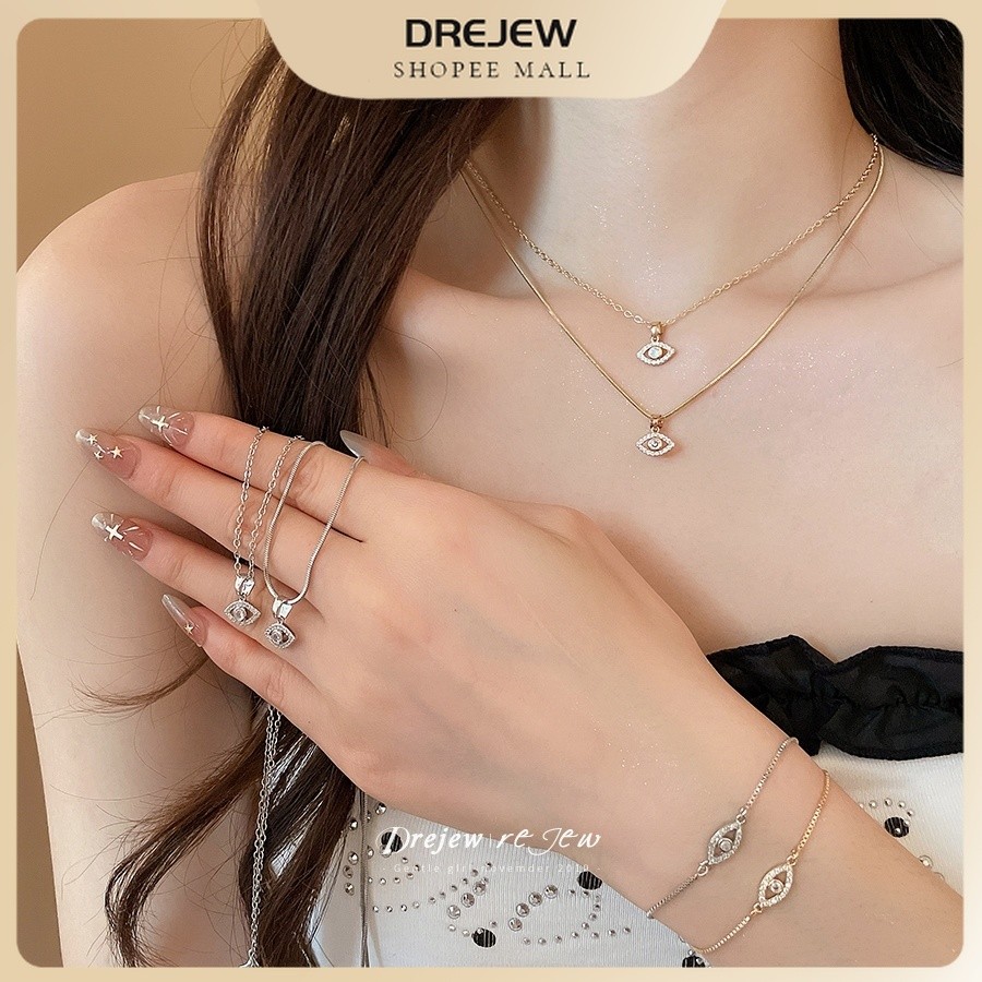 DREW ซุปเปอร์แฟลชเพทายจี้ตาสร้อยข้อมือสร้อยคอชุดแฟชั่นที่เรียบง่ายสไตล์ยุโรปและอเมริกาการออกแบบเฉพาะอุปกรณ์อเนกประสงค์