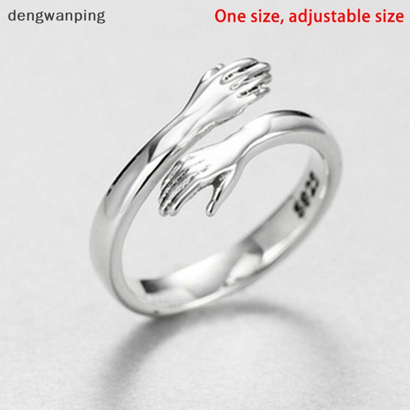 [Dew] เครื่องประดับเงินแท้ 925 รักกอดแหวนแฟชั่นย้อนยุคการไหลของน้ําเปิดแหวน [TH]
