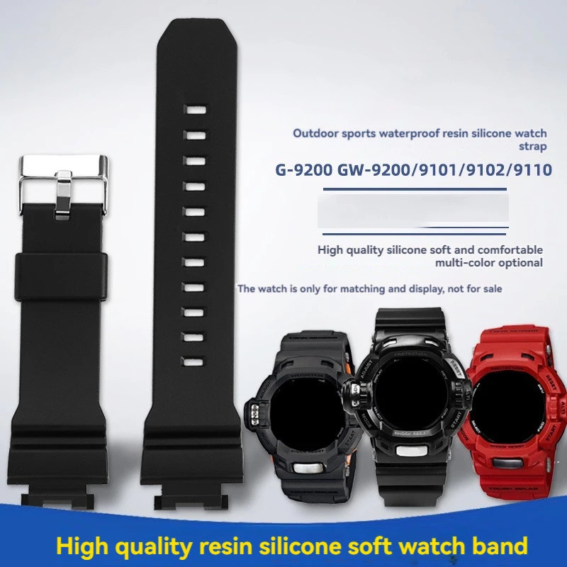 ยางซิลิโคนสําหรับนาฬิกา Casio G Shock G-9200 GW-9200/GW9110 Series สายสีดํากันน้ําสร้อยข้อมือผู้ชายอ