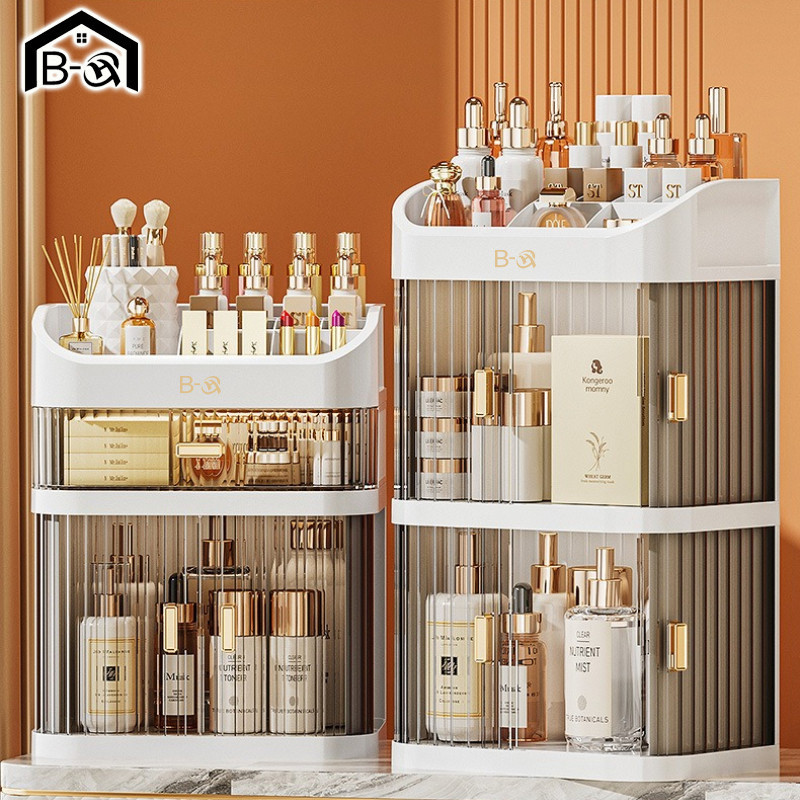 BHQ กล่องเก็บเครื่องสำอาง ชั้นวางเครื่องสำอาง โปร่งใส พลาสติก หลายชั้น จัดระเบียบ โต๊ะเครื่องแป้ง