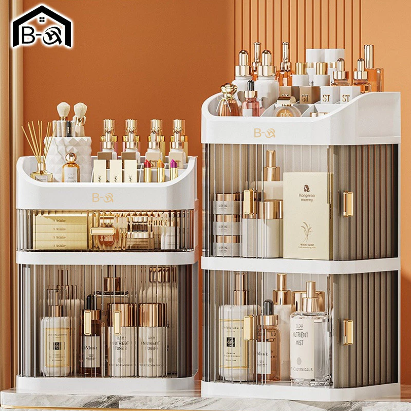 BHQ กล่องเก็บเครื่องสำอาง ชั้นวางเครื่องสำอาง โปร่งใส พลาสติก หลายชั้น จัดระเบียบ โต๊ะเครื่องแป้ง