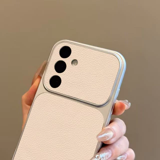 สีขาวเคส For Samsung S26 A07 A17 A56 A06 A36 A16 A35 A55 A15 A27 S24 เคสโทรศัพท์หนังแกะ พร้อมการป้องกันเลนส์เคสโทรศัพท์