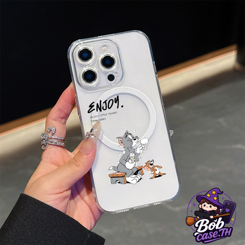 Local Deliver ทอมและเจอร์รี่ เคสใสแม่เหล็ก น่ารักหวาน กันกระแทก สำหรับ iPhone 17 16 15 14 13 12 11 Pro Max Plus CX39