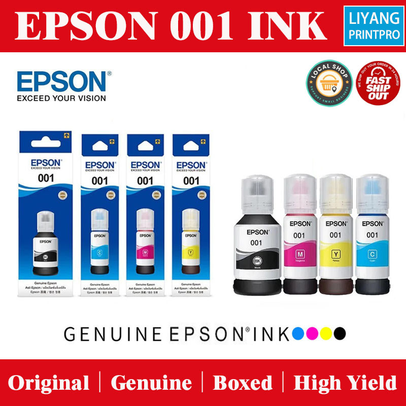 100% Original Epson 001 หมึกสําหรับ L4150 L4160 L6160 L6170 L6190 L6260 L6270 L6290 L14150 Printe หม