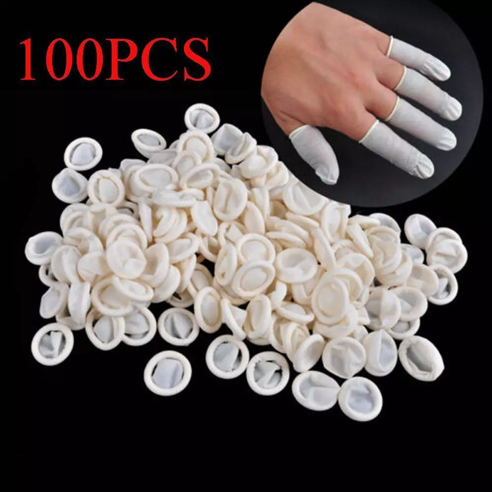 ESPOIR1 100PCS ฝาครอบนิ้วปลายนิ้วธรรมชาติป้องกันถุงมือยางยาง