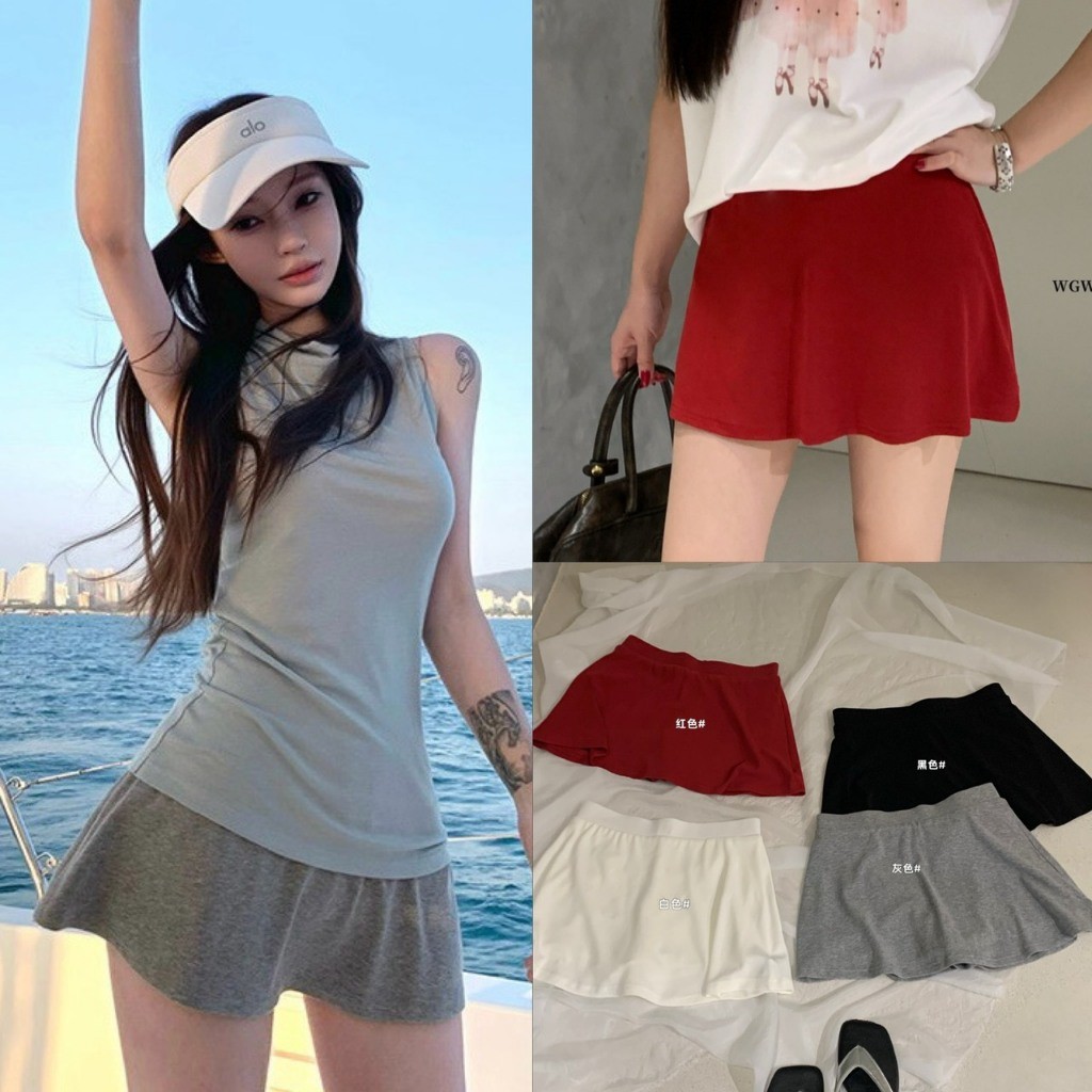 🤎 🤎 🇰🇷 W9729 กระโปรงสั้น ผ้ายืด ใส่สบาย ยืดหยุ่นได้ งานดูดี  ทรงสวย ใส่แล้วหุ่นดี แฟชั่นเกาหลี TAG WG.WE ✈