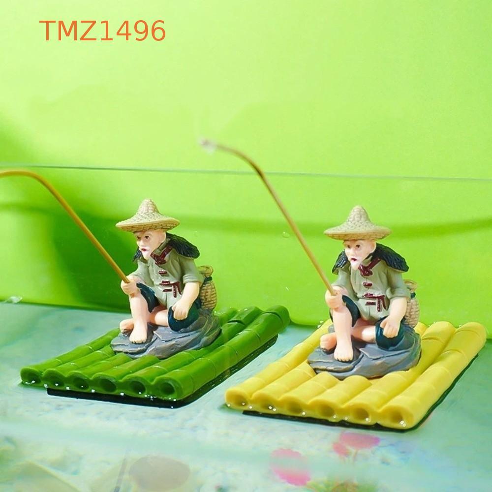 TMZ1496 ตุ๊กตาชาวประมง, การตกแต่งตู้ปลาเรซินลอยน้ําอัตโนมัติ, สํานักงานตกแต่งตู้ปลาขนาดเล็กที่ทําด้วยมือที่สมจริงที่สร้างสรรค์