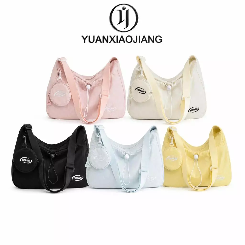 YUANXIAOJIANG กระเป๋าสะพายข้างไนลอนกันน้ำ ทรงเท่ ใช้ได้ทั้งชายหญิง แถมกระเป๋าเหรียญสีเดียวกัน