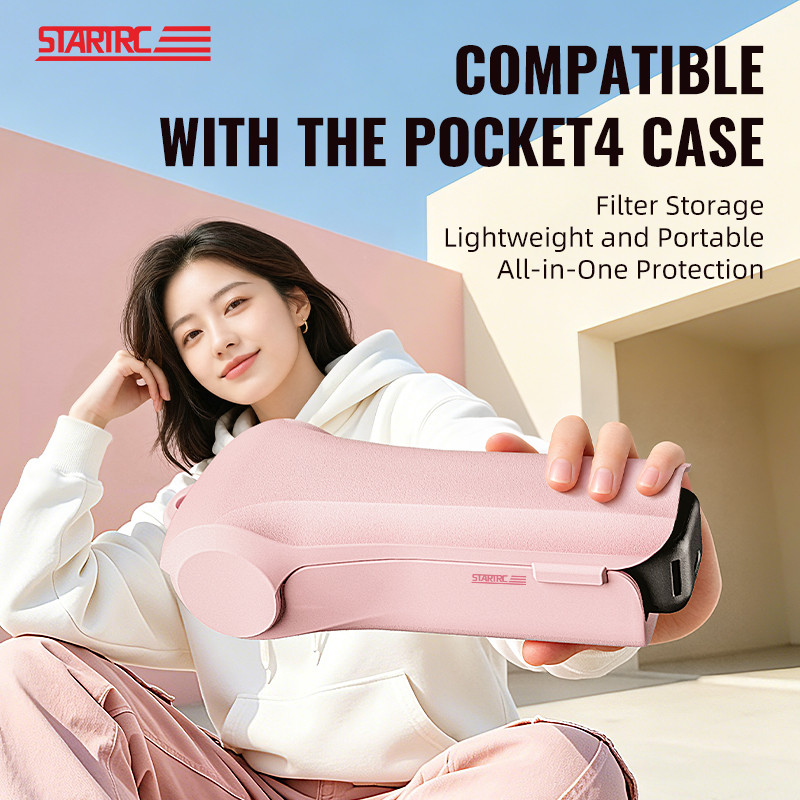 For DJI OSMO Pocket 4 เคสป้องกันพลิกด้านบน เดรดล็อกส์ สีชมพูฝาครอบป้องกันเชือกแขวนสวมใส่กล้องกีฬาอุปกรณ์ถ่ายภา