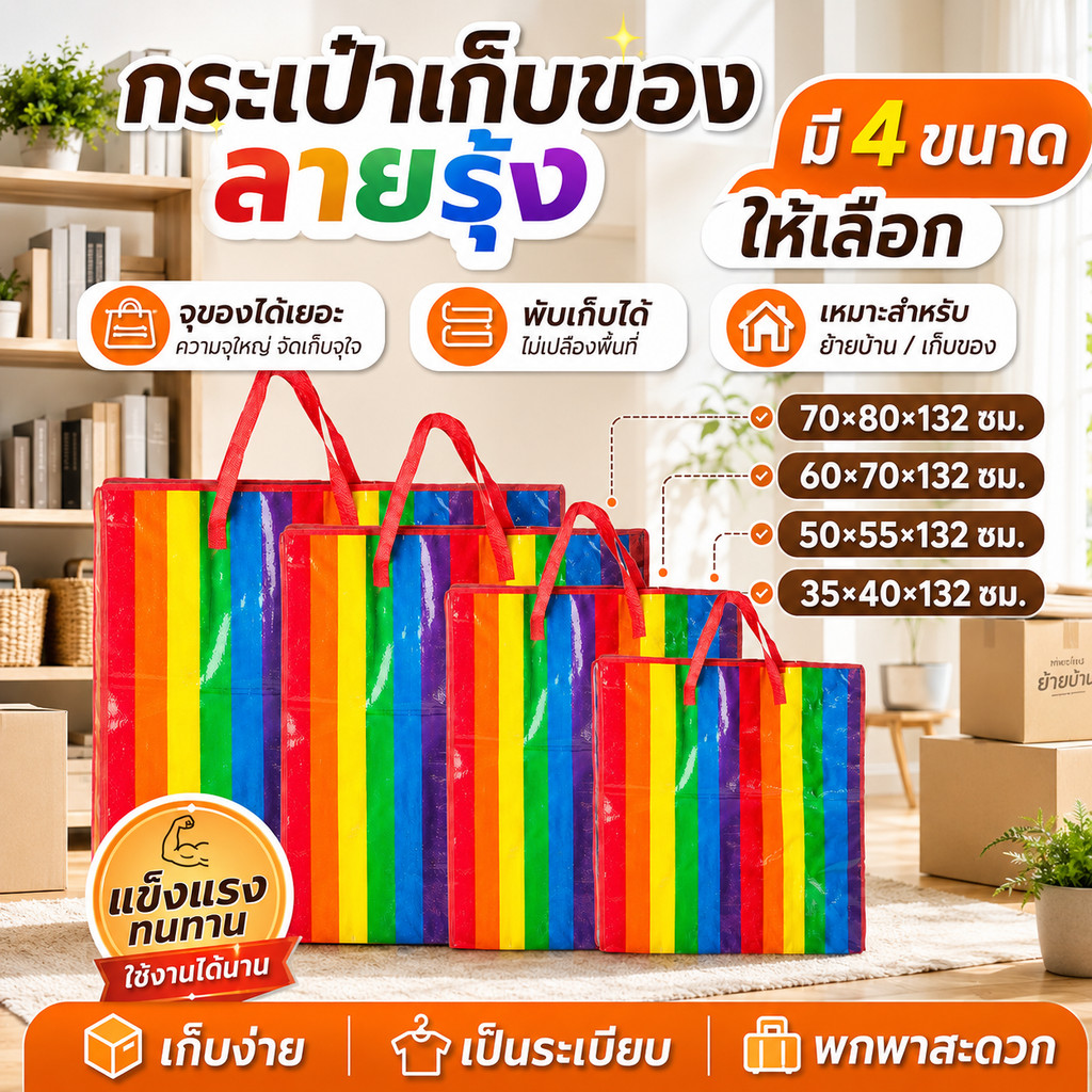 ถุงสายรุ้ง, ถุงซิป, ถุงย้ายของ, ถุงผู้ขาย, ถุงย้ายของ, ถุงใส่เสื้อผ้า, ถุงสายรุ้ง,