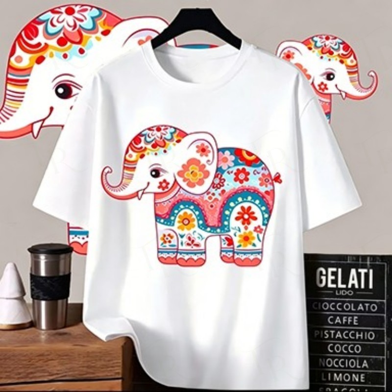 เสื้อยืดช้างไทย สีสดใส cotton00% CODจัดส่งจากกรุงเทพฯ TR S-5XL เสื้อ