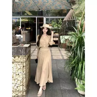 mimi&didi[สินค้าพร้อมส่ง]2 ชุดเสื้อผ้า เสื้อแขนยาวจับคู่กับกระโปรงยาวหรือสั้นก็ได้ ชุดสูทแฟชั่นผู้หญิง OOTD#99455/56/57
