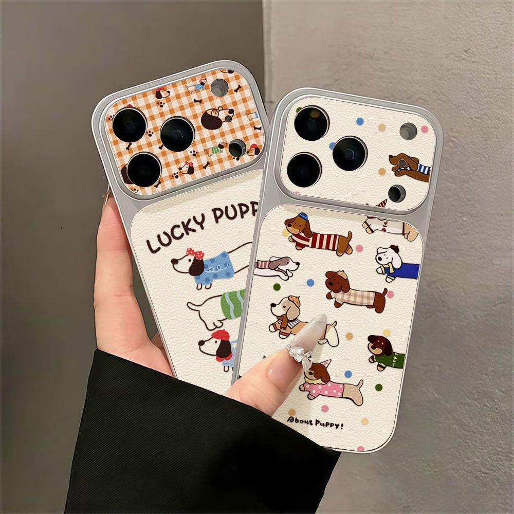 Case เคสไอโฟน iPhone 11 13 15 17 16 14 12 Pro Max เคสไอโฟน16 Puppy เคสนิ่มลายหนังแกะ สีพื้น (คลุมเต็มเครื่อง)