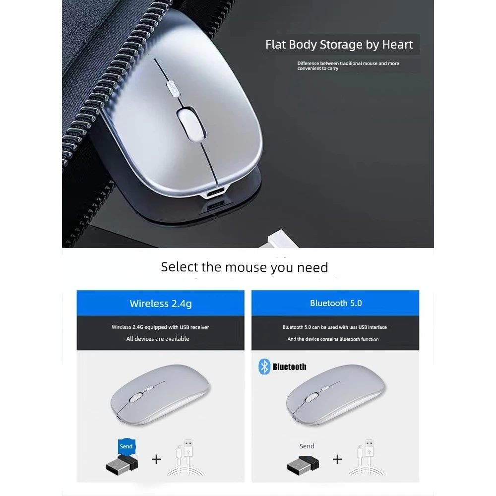 เมาส์ไร้สาย บลูทูธ ชาร์จไฟได้ สำหรับ Huawei Dell thumbnail 6