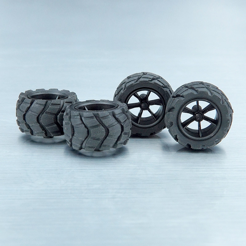 [2605 Countryside] Jiepin Mini อุปกรณ์ขับเคลื่อนสี่ล้อ Trail Hub ยางกรวดสีดํายางกว้างล้อแข่ง DIY ล้อ