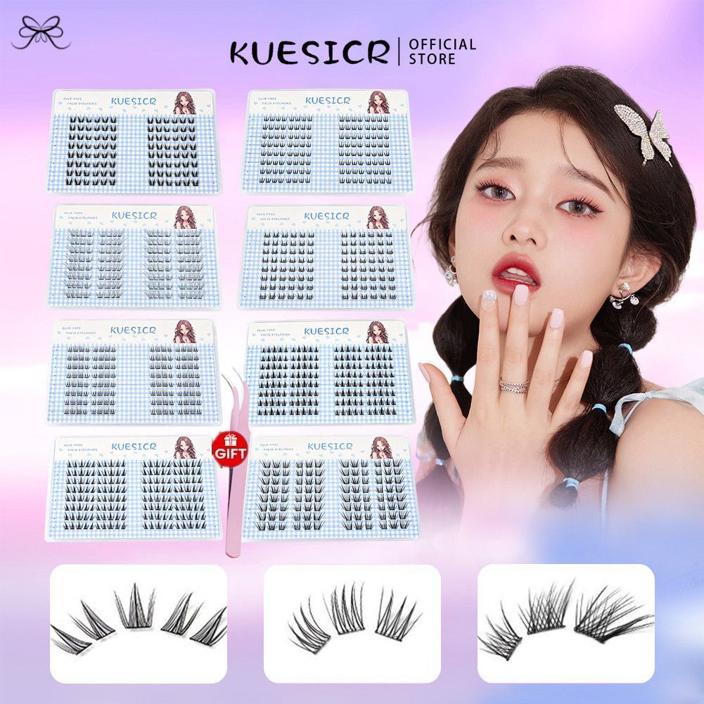 【แถมแหนบฟรี】ขนตาปลอม มาพร้อมกาวในตัว ไม่ต้องใช้กาวเพิ่มเติม รุ่นกาวสีดำให้ลุคเหมือนเขียนอายไลเนอร์ กันน้ำ ธรรมชาติ