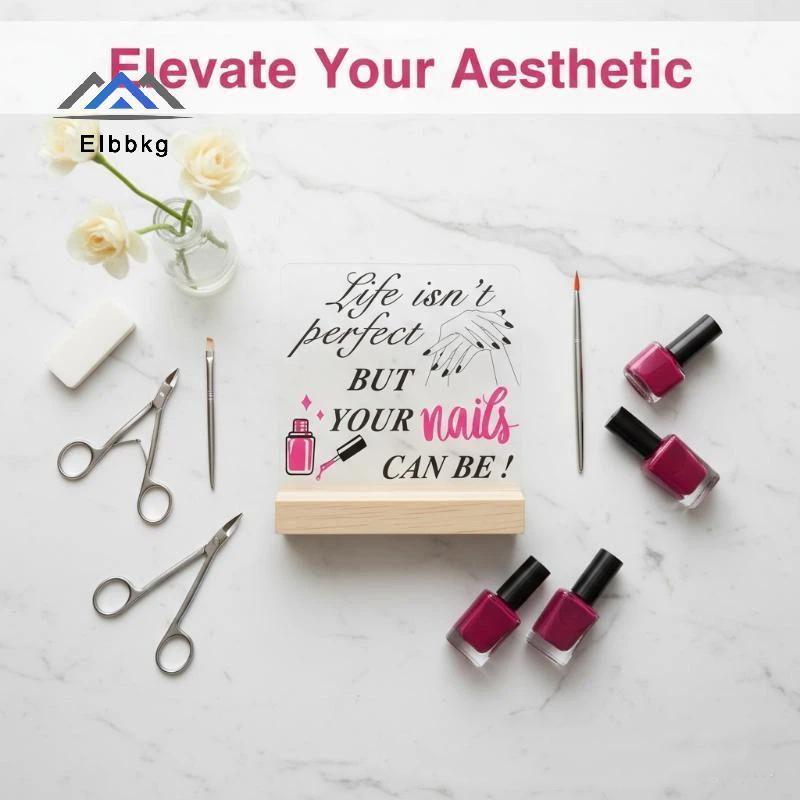 EIbbkg เล็บรูปร่างกระดานแสดง Advice Board พร้อมฐานเล็บท่องเที่ยวเล็บปลอมแสดงผู้ถือร้านทําเคาน์เตอร์เ