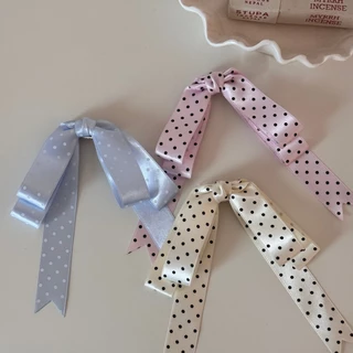 3 ชิ้น ~ บัลเล่ต์สไตล์ Polka Dot Bow Hairpin ด้านหลังหัว Drop Streamer Duckbill คลิปคลิปด้านบน High-End Hairpin Headdress