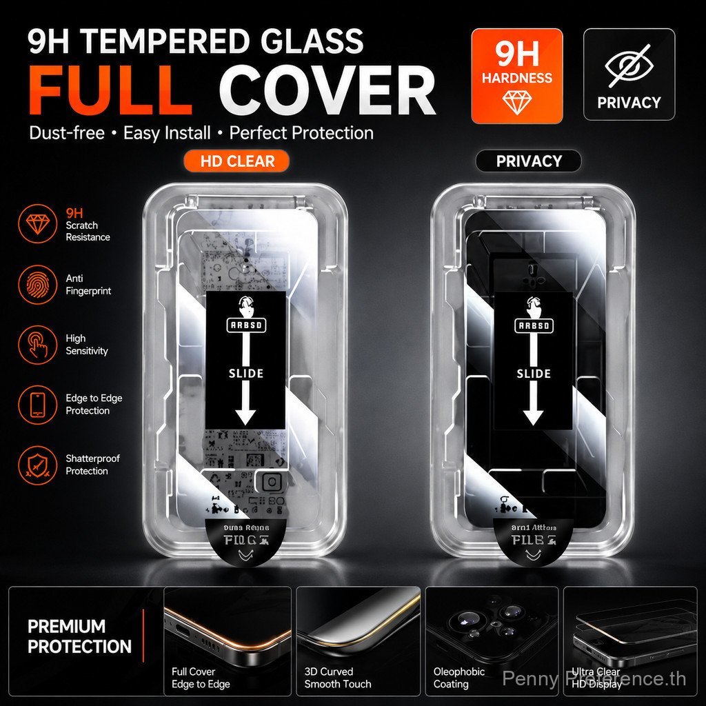 ติดตั้งง่าย HD ความเป็นส่วนตัว Anti Spy กระจกนิรภัยป้องกันหน้าจอไม่มีขอบสีดํา Ultra ปลดล็อคลายนิ้วมื