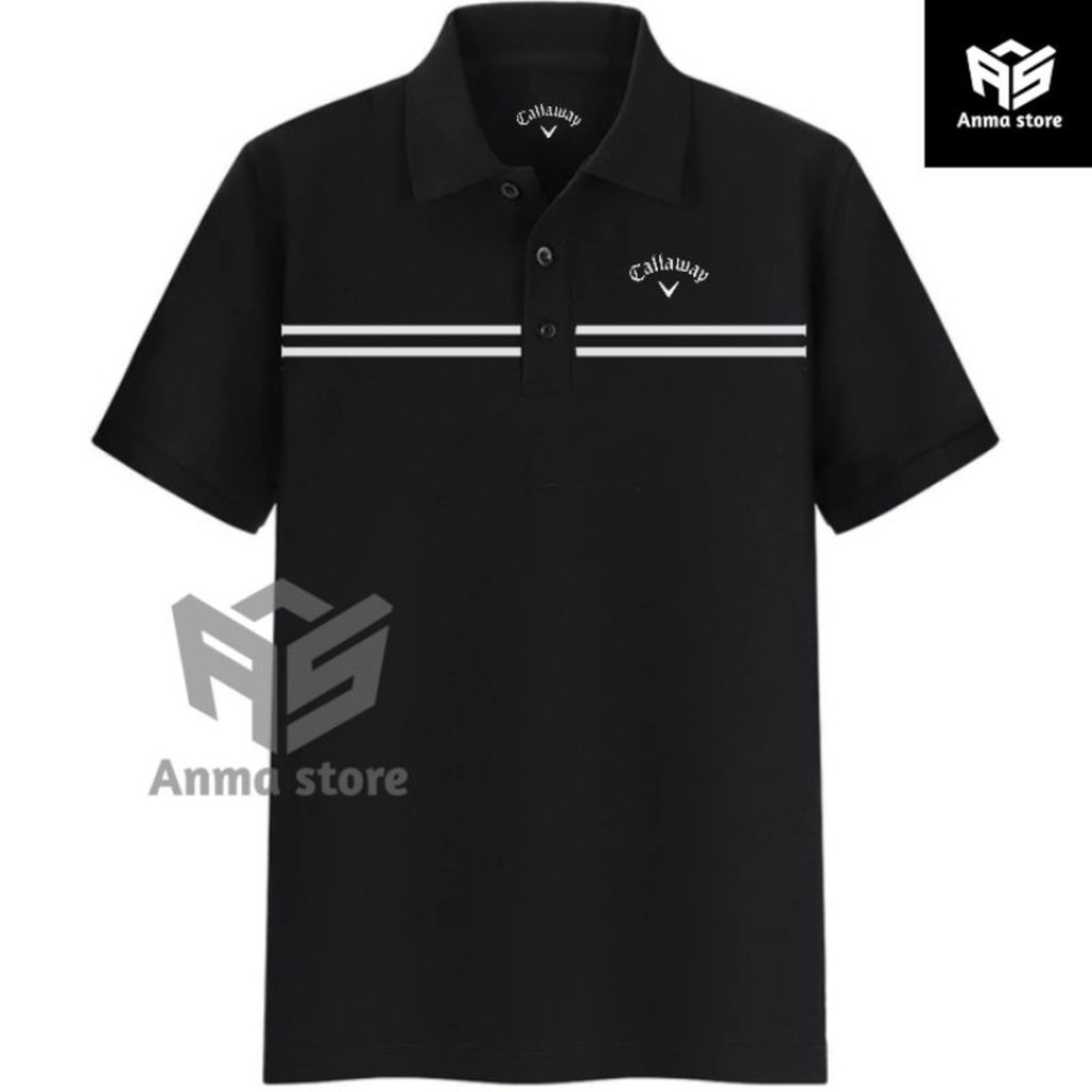 เสื้อโปโลกอล์ฟสําหรับบุรุษและสตรีระบายอากาศได้สไตล์เดียวกัน Callaway Double Line 408