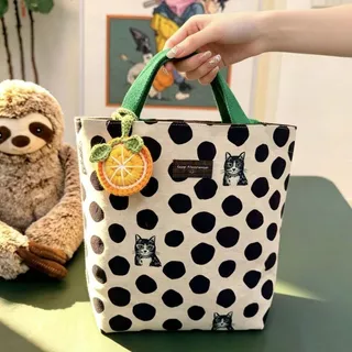 [Ready Stock] Polka Dot กระเป๋าถือแฟชั่นกระเป๋าผ้าใบความจุขนาดใหญ่ Casual All-Match Commuter Bag
