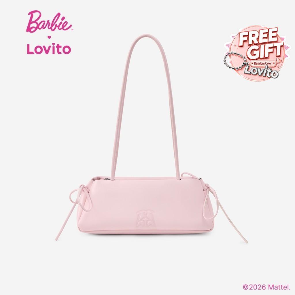 [Summer Sale] (New Arrival) Barbie™ X Lovito กระเป๋าถือโท้ทดีไซน์หรู สีชมพูผูกโบว์ สําหรับผู้หญิง LBL2AD010