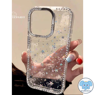 เคสไอโฟน17 13 11 สำหรับ IPhone 15 11 16 17 Air 14 13 12 Pro Max 16 14 15 Plus เคสเพชรสว่างดาวหรูหรา โบว์ น่ารัก สไตล์ฮิต
