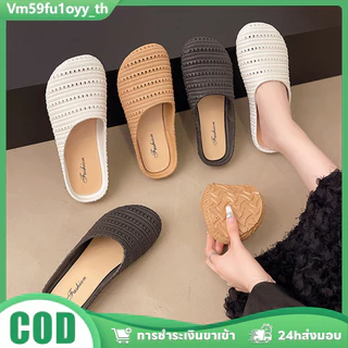 👡 รองเท้าแตะครึ่งแผ่นพื้นหนาทึบโบฮีเมียน 2025 ทรงเบียร์เนอร์ สวมใส่สบาย ใส่ได้ทันทีเหมาะผู้หญิงสีสวยส่งไว