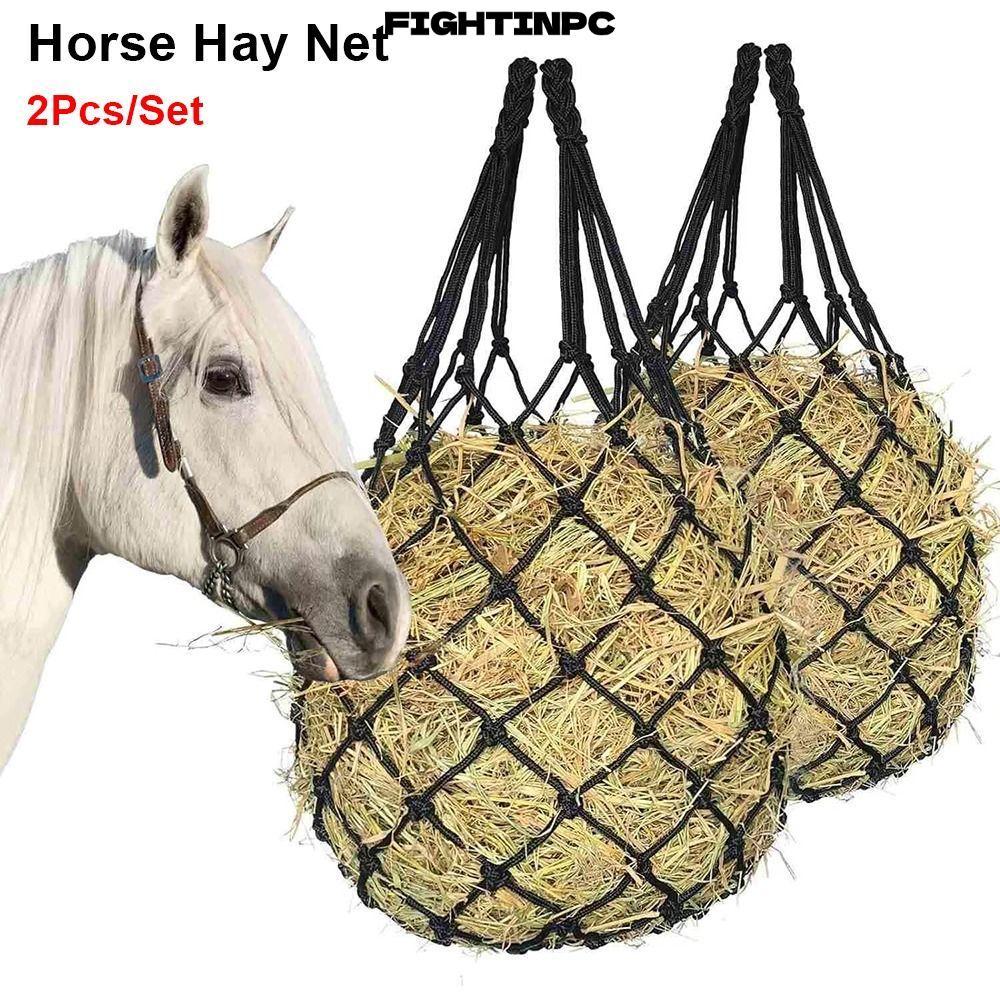 FIGHTINPC 2 ชิ้น/เซ็ต Horse Hay กระเป๋า, แขวน 40 นิ้ว Hay, ทนทานขนาดใหญ่ความจุช้า Feed Hay Feeder กร