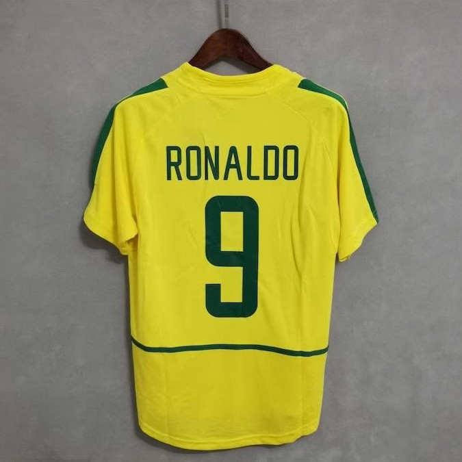 คุณภาพสูงสุด 2002 RONALDO Brazil Home Retro Sports Jersey-FG001