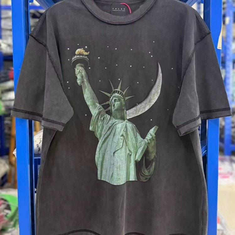 High-Quality Street Wear Casual Loose Graffiti Washed Distressed Short-Sleeve