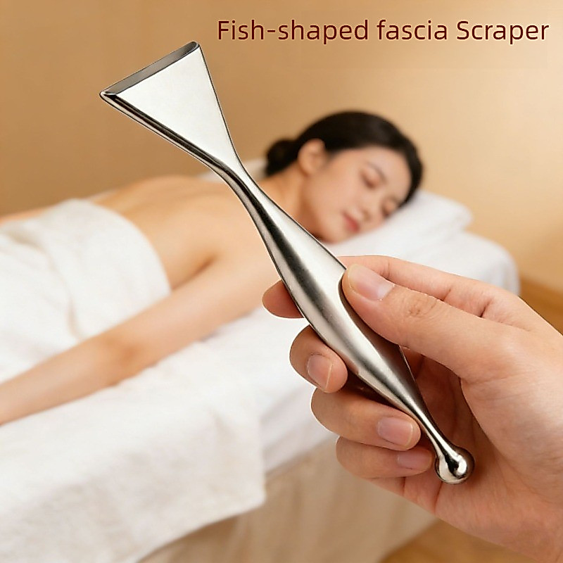 Fascia Gua Sha Scraping Board สแตนเลส Fascia Scraper เครื่องมือนวดร่างกายเต็มรูปแบบไหล่และคอกล้ามเนื