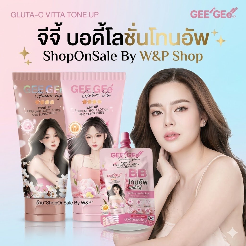 GEE GEE Tone Up Perfume Body Lotion And Sunscreen 150ml จีจี้ บอดี้โลชั่นโทนอัพ (Gluta-C Hya / Gluta-C Vitta )