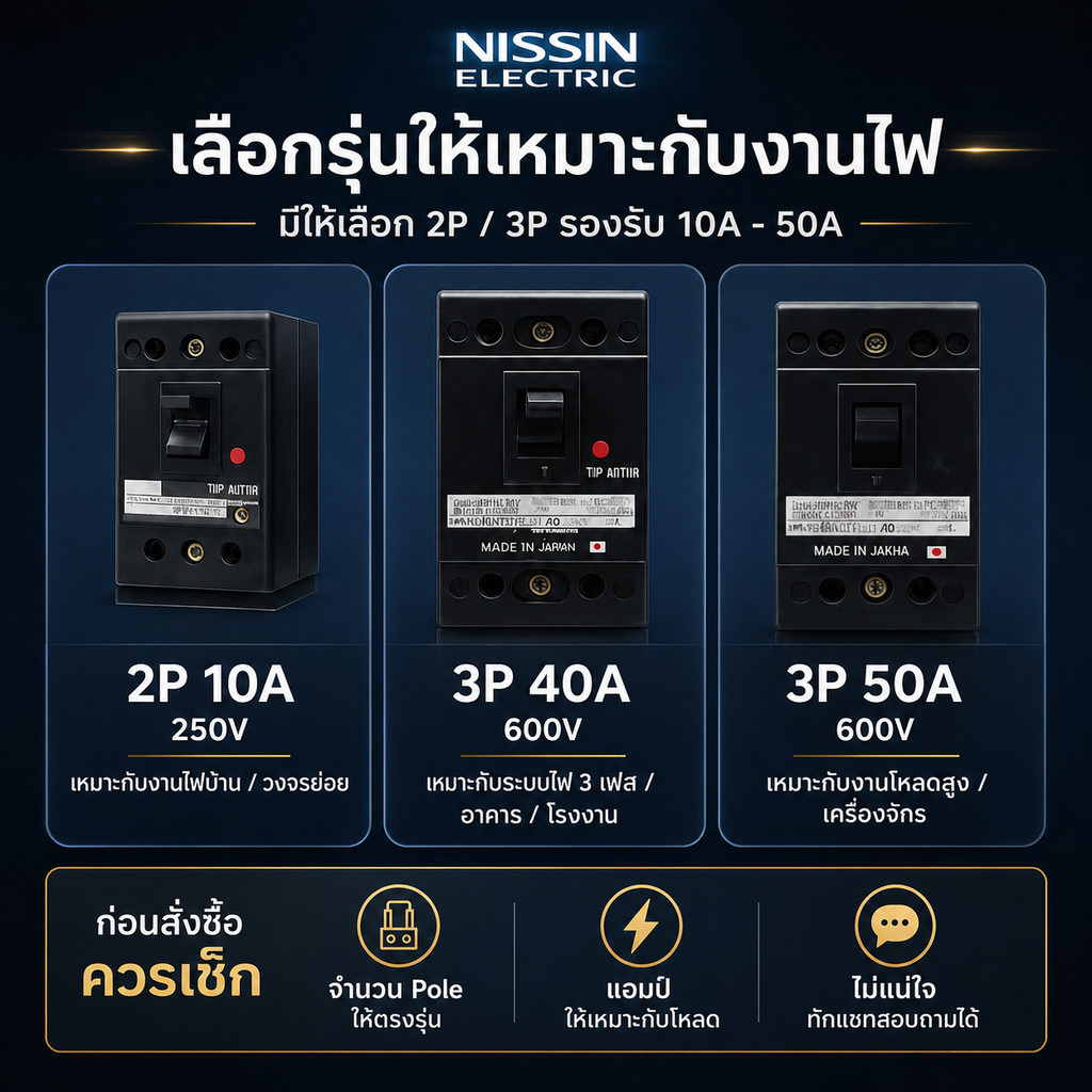 Nisshin Denko เบรกเกอร์ไฟฟ้า Circuit Breaker MCCB 2P 10A รูปที่ 4