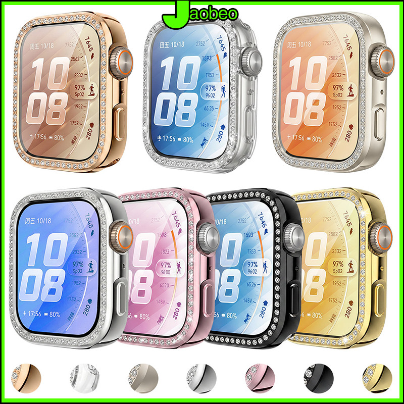 กรณีกันชนเพชร Bling for Huawei Watch Fit 5/5 Pro เคส กระจกนิรภัย PC ป้องกันหน้าจอ Gores ปกกรอบกันชน
