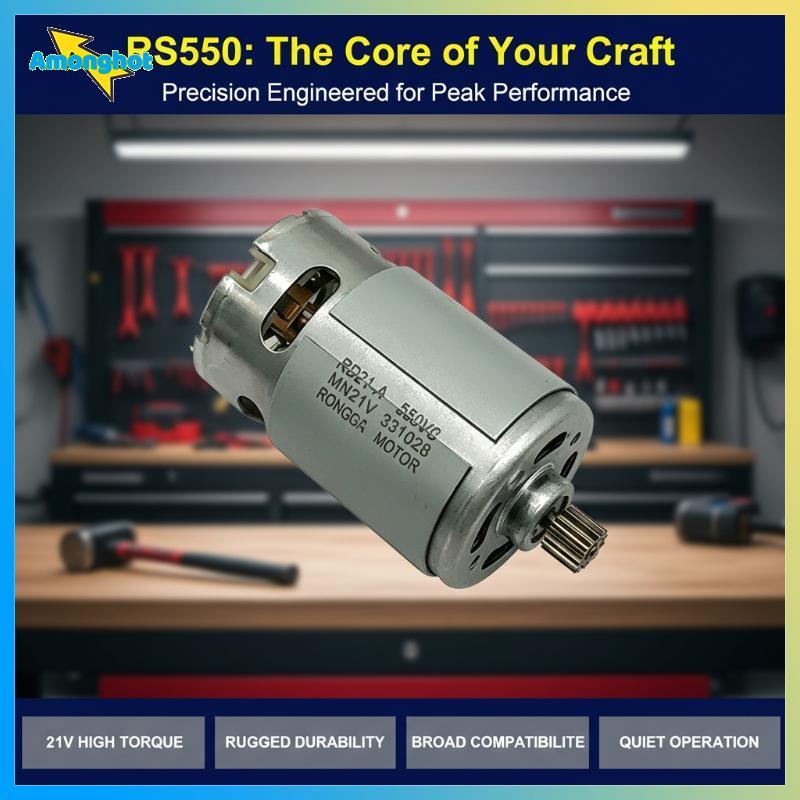 Amonghot> ที่เชื่อถือได้ RS550 DC มอเตอร์ 21V พร้อมความเร็ว 28000RPM และเกียร์ฟัน 14/12 สําหรับเลื่อ