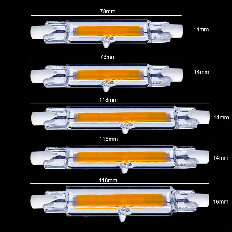 LED Light R7S 78mm 118mm High Powerful Spotlight 15W 20W 40W 50W AC 220V Glass Tube COB Bulb Replace